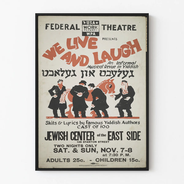 Vintage Theater Poster We Live and Laugh - Retro Wall Decoration