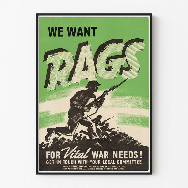 Military Poster Recovery of Rags for War Needs