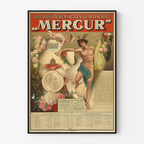 Vintage poster wall decoration Wechselstuben Aktien Gesellschaft Mercur 1897
