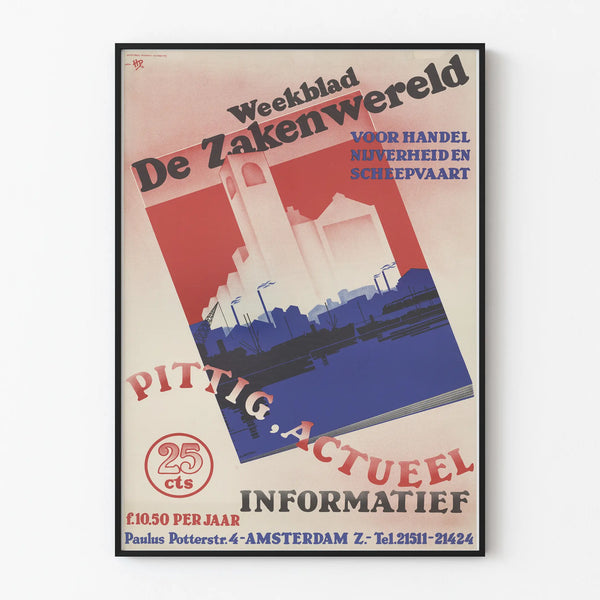 Vintage Poster Weekblad De Zakenwereld for industrial wall decoration