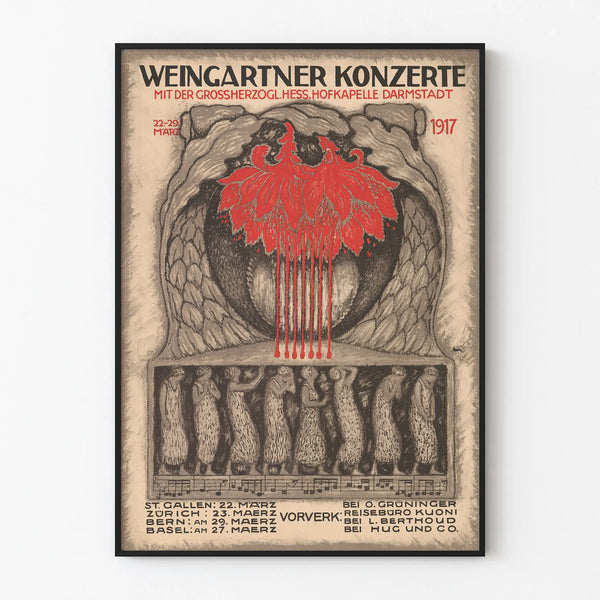 Vintage poster Weingartner Konzerte 1917 - Artistic wall decoration