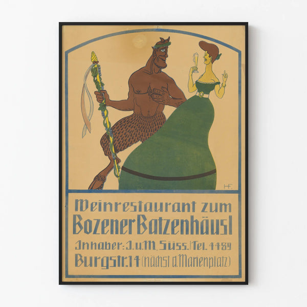 Vintage Poster of Weinrestaurant at Bozener Batzenhäusl