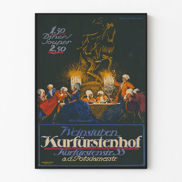 Vintage poster of Weinstuben Kurfürstenhof for wall decoration