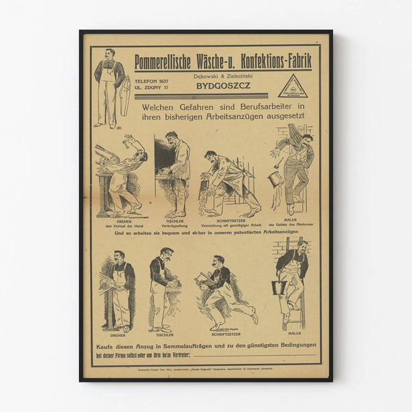 Vintage poster on the safety of professional work attire
