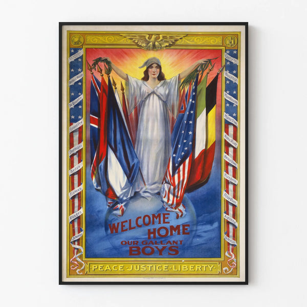 Vintage Poster Welcome Home Our Gallant Boys - Patriotic Wall Decoration
