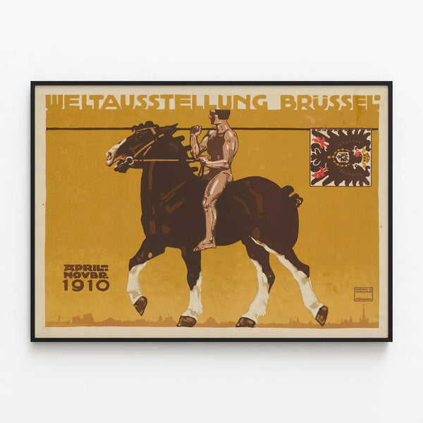 Vintage Expo Universal Brussels 1910 Poster - Wall Decoration — framed artwork on a wall