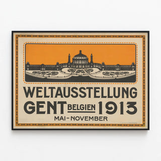 Vintage Poster Universal Exposition Ghent 1913 Belgium — framed artwork on a wall