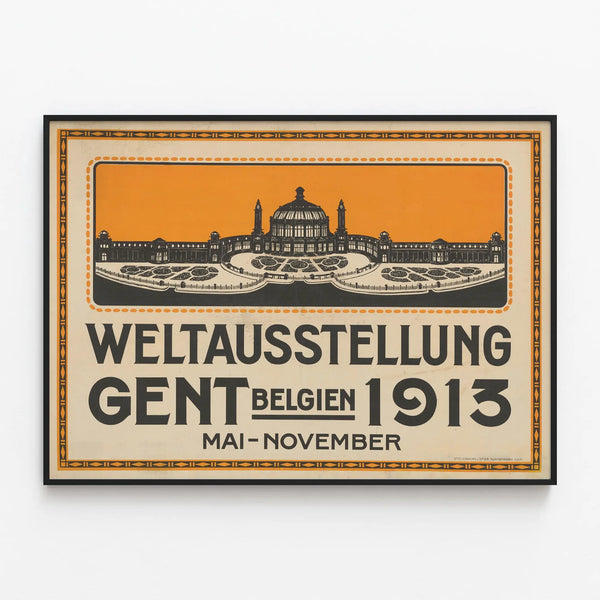 Vintage Poster Universal Exposition Ghent 1913 Belgium — framed artwork on a wall