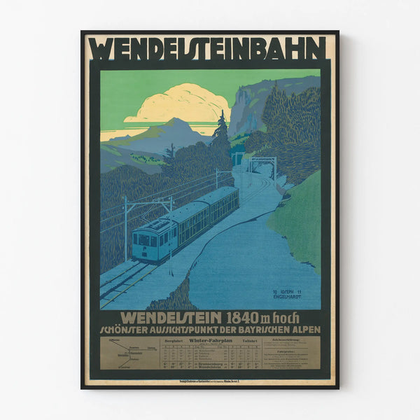 Vintage poster of the Wendelsteinbahn railway in the Bavarian Alps