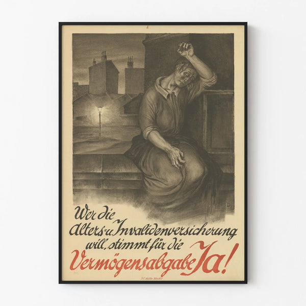 Vintage German Poster on Old Age and Disability Insurance