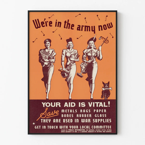 Awareness poster for material recovery during wartime