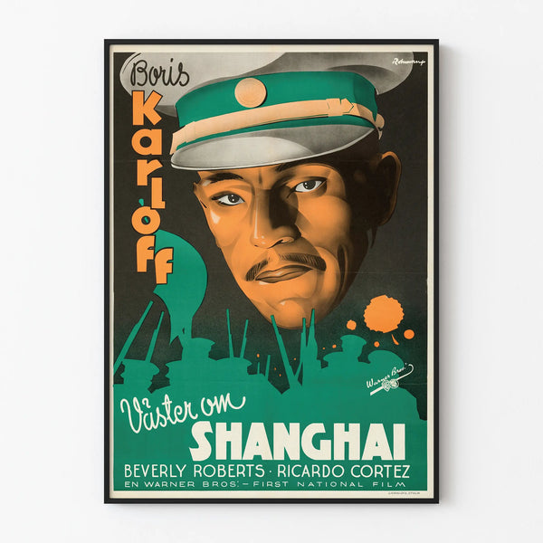 Vintage poster West of Shanghai - Retro cinema wall decoration