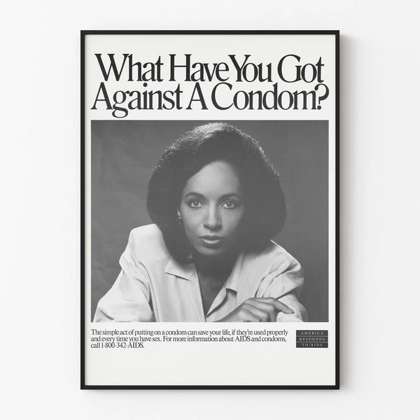 Awareness poster for protection with condom - Campaign against AIDS