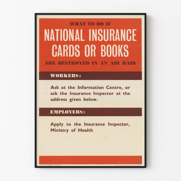 Vintage Poster National Insurance Advice in Case of Destruction During an Air Raid