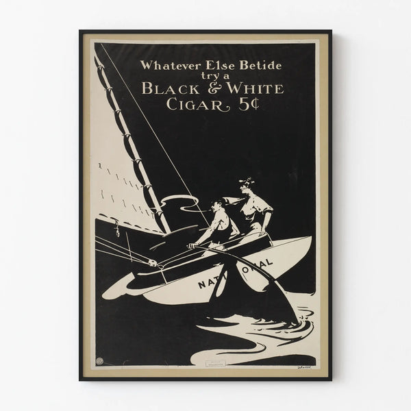 Vintage black and white cigar poster