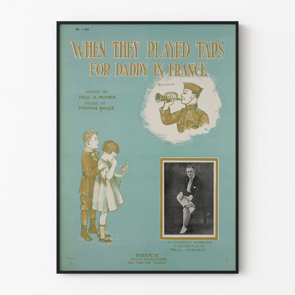 Vintage Poster When They Played Taps for Daddy in France - Musical Wall Decoration