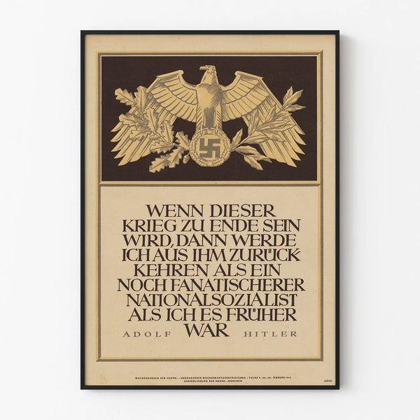 German Nazi propaganda poster with eagle and quote in German