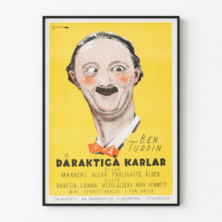 Vintage humorous poster of Ben Turpin on a yellow background