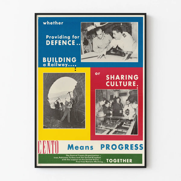 Vintage poster CENTO collective progress and cultural cooperation