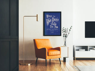 Vintage poster 'While The War Rages Over The Sea' Intense Blue
