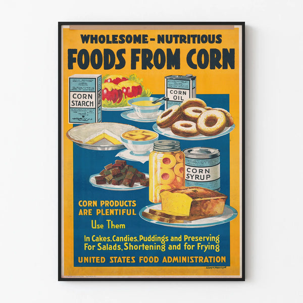 Vintage poster of healthy food based on corn