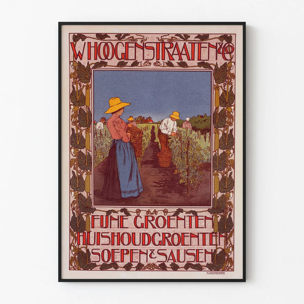 Vintage poster of agricultural harvest in Art Nouveau style