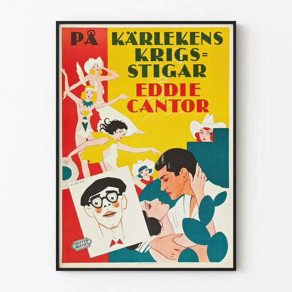 Vintage cinematic poster of Eddie Cantor in Art Deco style
