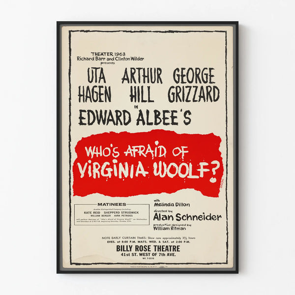 Theatre Poster Who's Afraid of Virginia Woolf - Vintage Wall Decoration