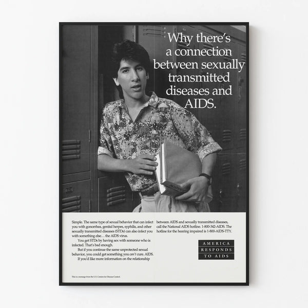 Vintage poster on education and health: the link between STIs and AIDS