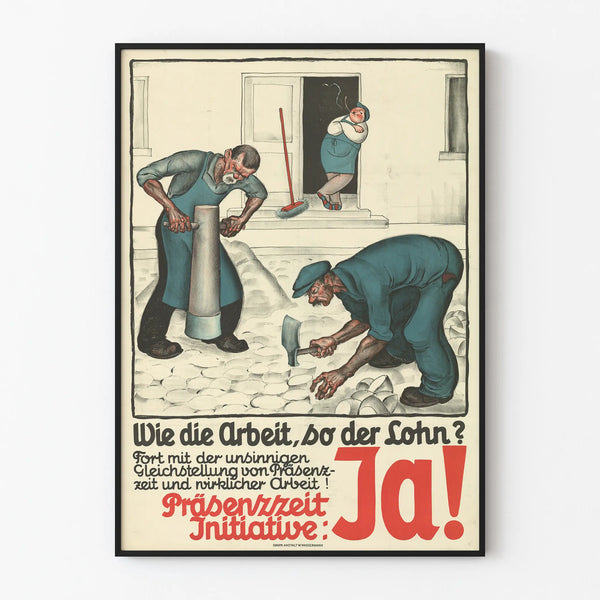 Vintage Poster Work and Salary - Initiative Presence Ja