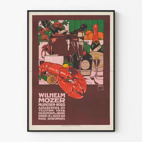 Vintage Poster Wilhelm Mozer - Delicatessen and Wines of Munich