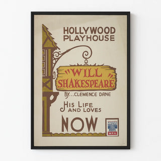 Vintage poster of William Shakespeare Hollywood Playhouse theater