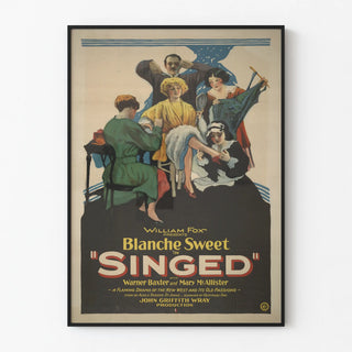 Vintage poster for the film Singed featuring Blanche Sweet and Warner Baxter