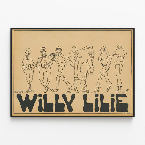 Vintage Willy Lilie Decorative Poster - Line Drawing Style — framed artwork on a wall