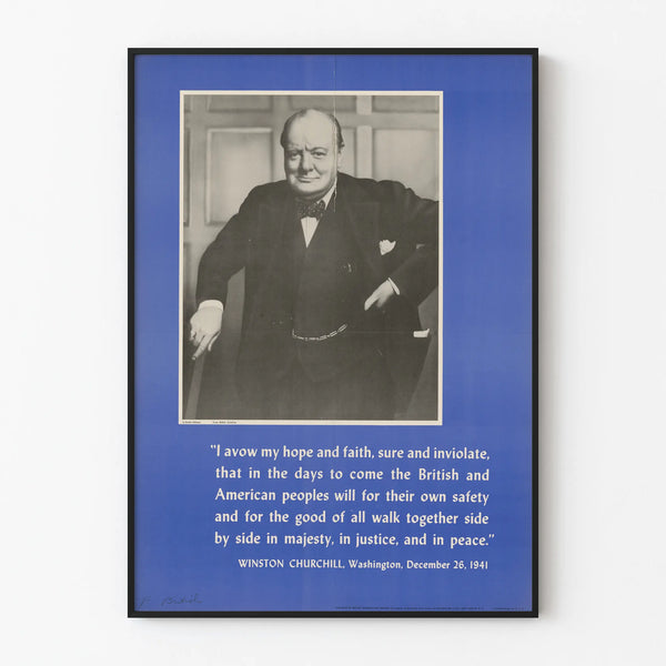 Vintage poster of Winston Churchill quote on Anglo-American unity