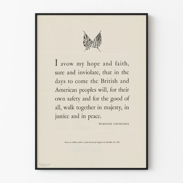 Poster of Winston Churchill's quote on the Anglo-American Union