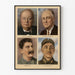 Vintage poster of the world leaders Winston Churchill, Franklin D. Roosevelt, Joseph Stalin, and Chiang Kai-shek
