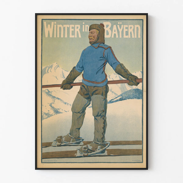 Vintage Winter in Bayern Poster for Wall Decoration