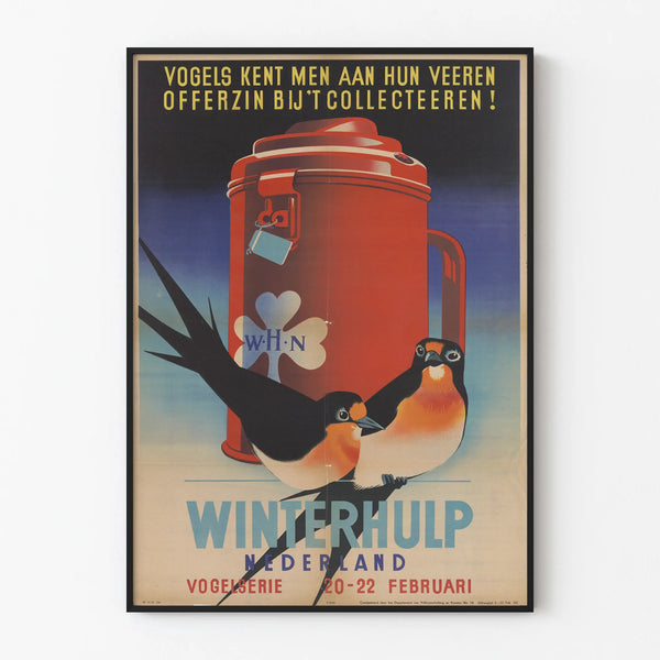 Vintage Winterhulp Nederland Poster - Retro wall decoration poster