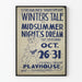 Vintage Poster for Winter's Tale and Midsummer Night's Dream Theater