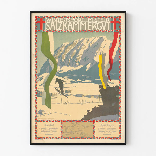 Vintage Winter Sports Poster Salzkammergut Austria