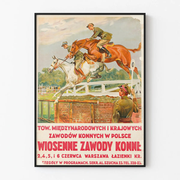 Vintage poster of equestrian competition Wiosenne Zawody Konne