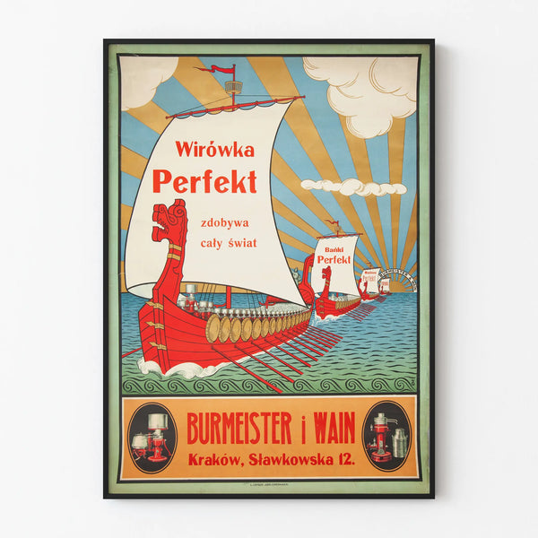 Vintage poster of Viking ships Burmeister & Wain