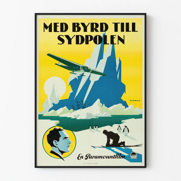 Vintage Poster 'With Byrd at the South Pole' - Scandinavian Wall Decoration