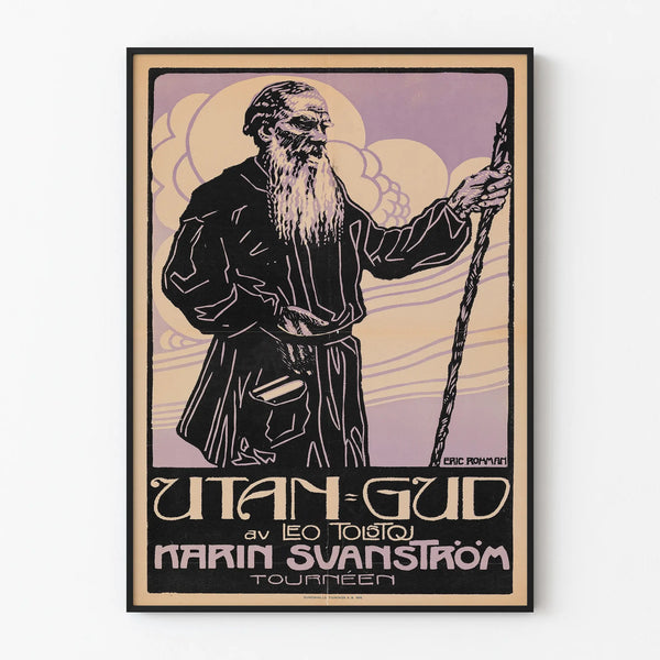 Vintage Poster 'Utan Gud' by Leo Tolstoy - Artistic Wall Decoration