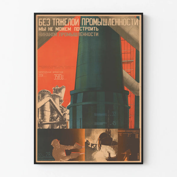 Vintage Soviet industrial poster for modern wall decoration