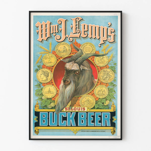 Vintage poster Wm J. Lemp's Buck Beer for wall decoration