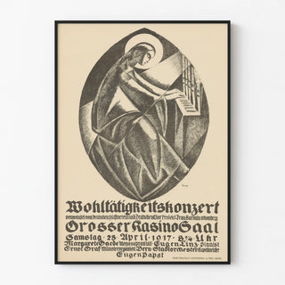 Vintage charity concert poster in Art Deco style