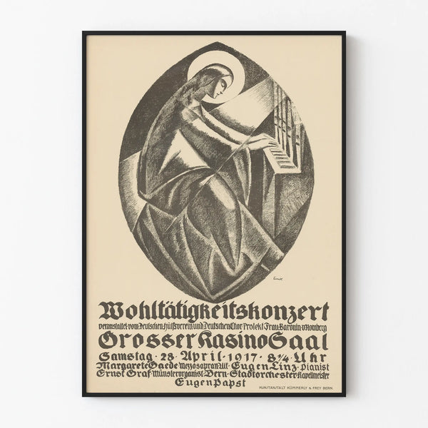 Vintage charity concert poster in Art Deco style