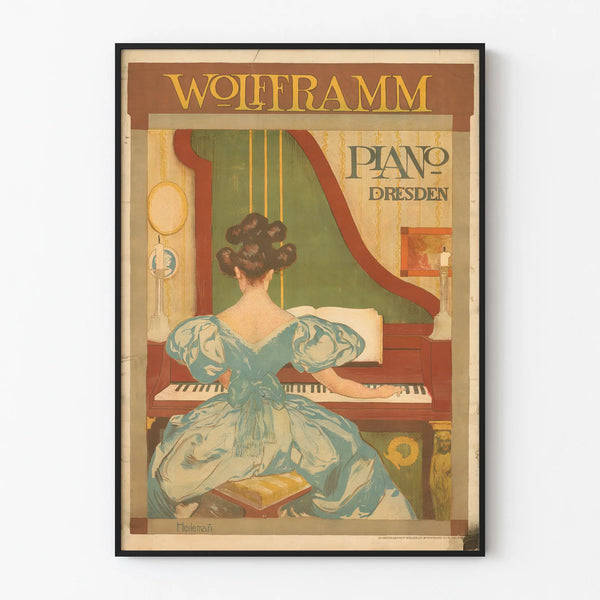 Vintage Wolfframm Piano Dresden Poster for Musical Wall Decoration